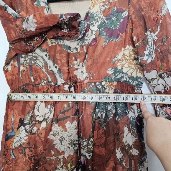 Hemant & Nandita For Anthropologie Zeri Floral Tiered Peasant Dress 0 - Picture 9 of 13